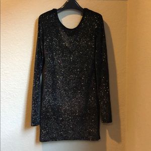 Topshop black velvet sparky bodycon dress